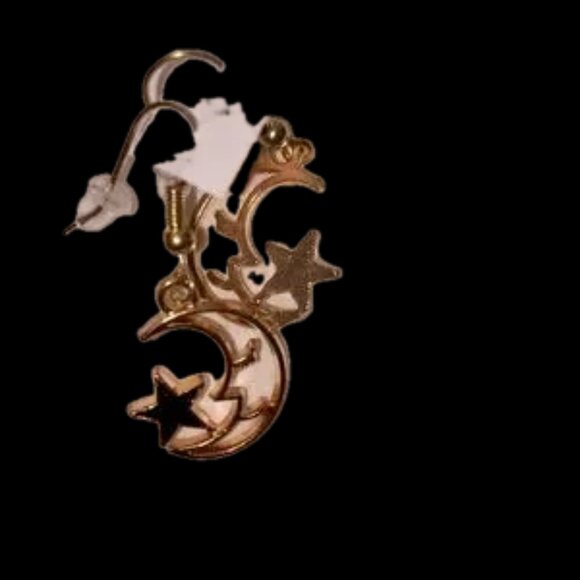 Handmade Moon Star Gold Plated Porcelain Earrings from Neimans NWOT - Picture 1 of 4